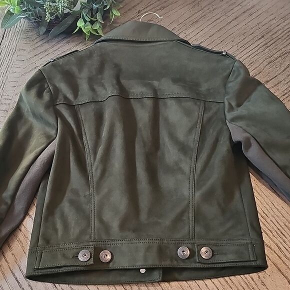 BCBGMAXAZRIA size S dark green suede moto jacket - Picture 10 of 11